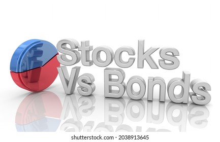 Stocks Vs Bonds Pie Chart Best Investment Strategy Mix Balance 3d Illustration