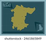 Stockton-on-Tees, unitary authority of England - Great Britain. Solid color shape. Locations of major cities of the region. Corner auxiliary location maps