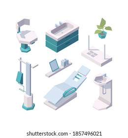 Stomatology. Professional healthy medical healthcare clinic tools clinical dental chair furniture isometric - Powered by Shutterstock