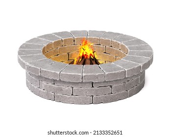 Stone Fire Pit Isolated On White Background 3d Rendering