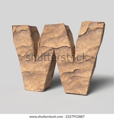 Stone Font 3D Render Of Letter W. 3D Illustration