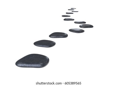 Stone Path Over On White Background 3d Illustration