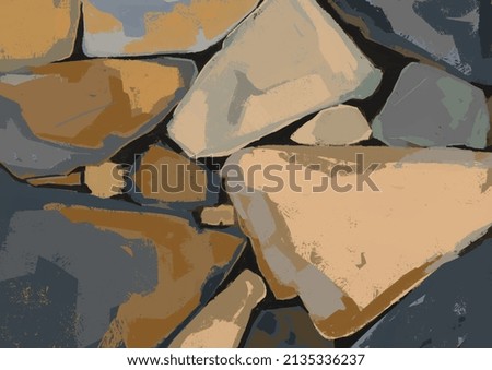 Stone texture hand made, paint with saturated color, touch color. For game art, design project, cgi concept
