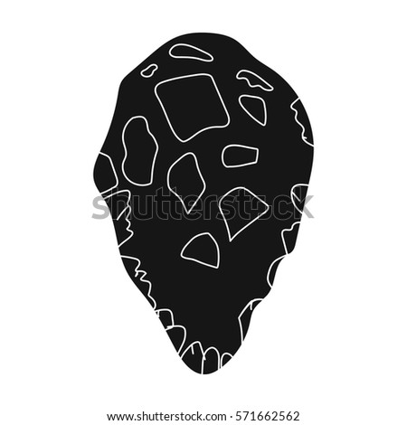 Stone tool icon in black style isolated on white background. Stone age symbol stock bitmap, rastr illustration.