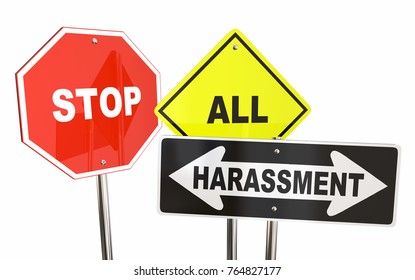 Stop All Harassment Abuse Road Signs 3d Illustration