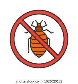 Stop Bed Bug Sign Color Icon. Parasitic Insects Repellent. Pest Control. Isolated Raster Illustration