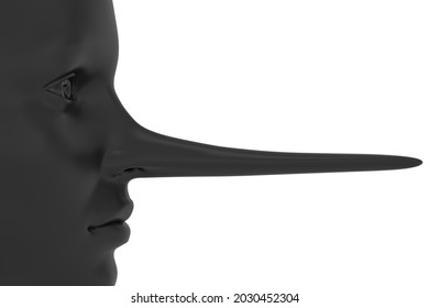 Stop Corruption Concept Or Spreading Lies Symbol, A Long Nose Head Sculpture 3D Rendering. 3D Illustration.