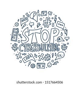 Stop Cyberbullying Round Concept Message Design Stock Vector (Royalty ...