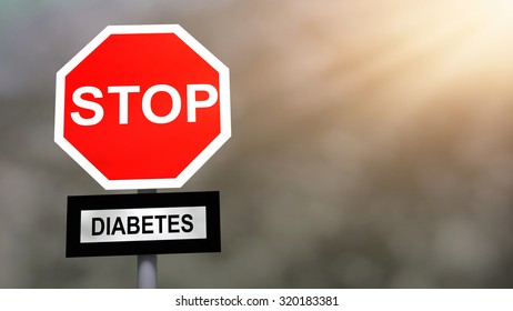 Stop diabetes problem sign. Prevention and life with diabetes problem concept.