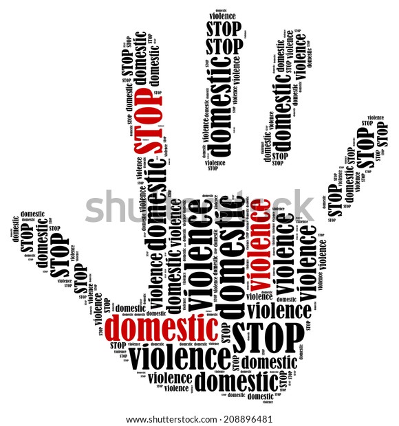 家庭内暴力を止めなさい 手の形をしたワードクラウドイラストが抗議を表しています のイラスト素材