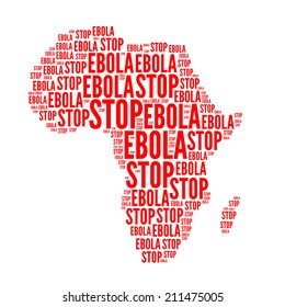 Stop ebola, red word cloud background, isolated on white