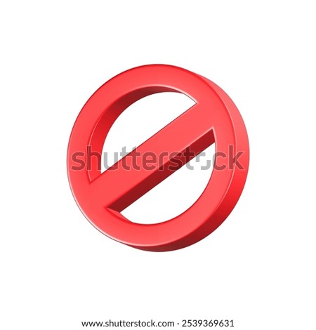 stop icon, delete symbol, Empty prohibition or restriction red sign 3d