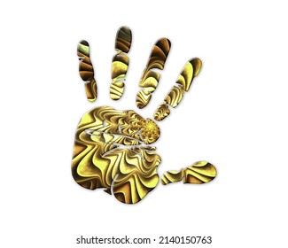 Stop Injustice Symbol Golden Crispy Icon Logo, 3d Illustration