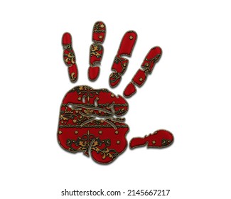 Stop Injustice Symbol Indian Red Sari Saree Icon Logo, 3d Illustration