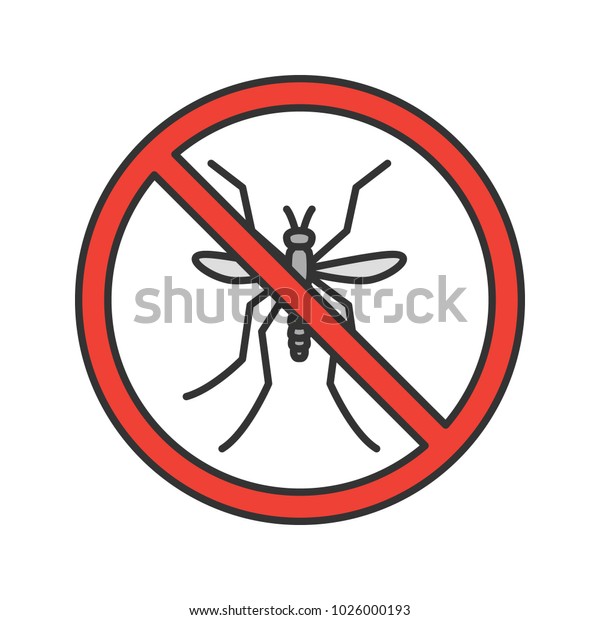 Stop Mosquitos Sign Color Icon Flying のイラスト素材
