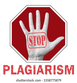 Stop Plagiarism Conceptual Illustration Open Hand Stock Illustration ...