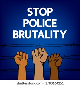 Stop Police Brutality Banner Black Lives Stock Vector (Royalty Free ...