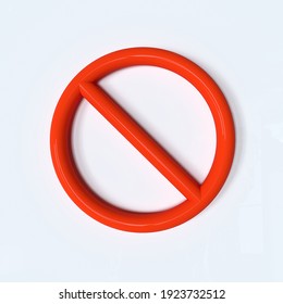 Stop Sign, Icon No, Red Warning. 3d Illustration