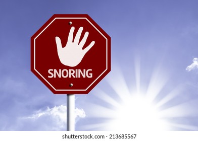 Stop Snoring red sign with sun background  - Powered by Shutterstock