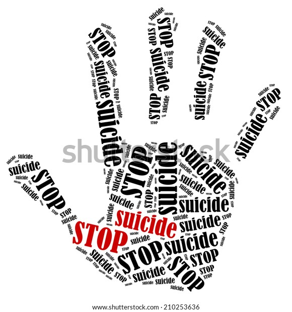 自殺を止めなさい 手の形をしたワードクラウドイラストが抗議を表しています のイラスト素材 210253636