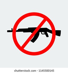 Stop Terror  With Sign Black Gun Icon On White Background. Design