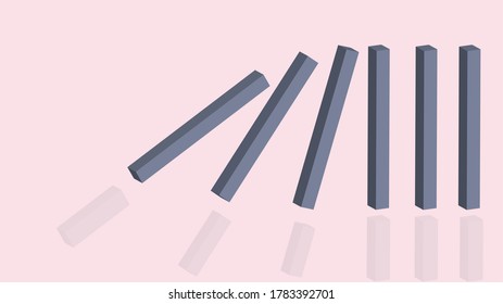 Stopping The Domino Effects. Business Concept Illustration. Blocking Domino Effect. Abstract. Accidents. Assistance And Balance.