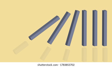 Stopping The Domino Effects. Business Concept Illustration. Leadership Concept. Blocking Domino Effect. Abstract. Accidents. Assistance And Balance. Black Background.
