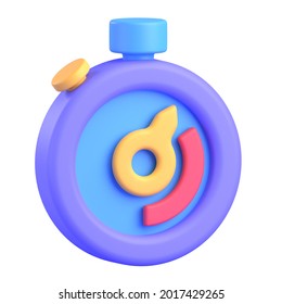 Stopwatch Countdown Timer Icon 3D Render Illustration