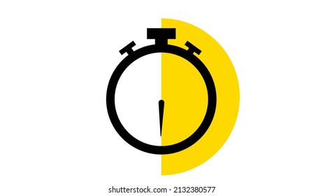 Stopwatch Flat Animation Icon Design Moving Arrows On White Background.