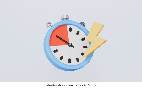 Stopwatch with thunder icon, Quick time concept, urgent work, fast service