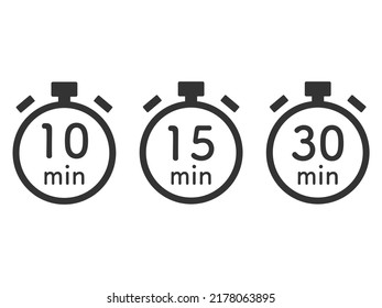 Stopwatch Timer Icon Set Showing Time Limit 9