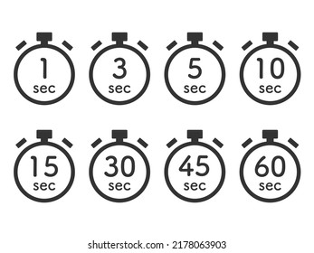Stopwatch timer icon set showing time limit 2