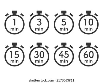 Stopwatch Timer Icon Set Showing Time Limit 1