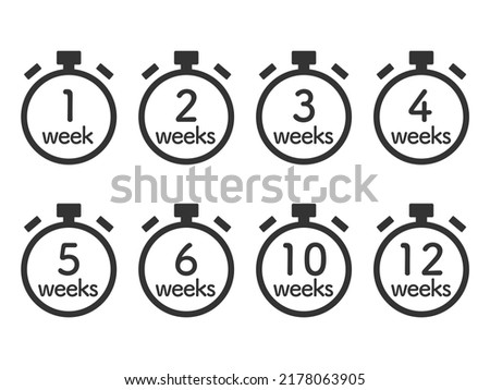 Stopwatch timer icon set showing time limit 5