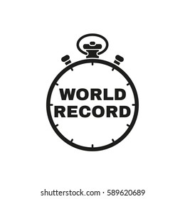 Stopwatch With The Word World Record Icon. Symbol. Flat Design. Stock -  Illustration