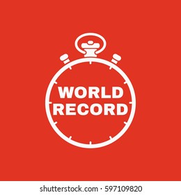 Stopwatch With The Word World Record Icon. Symbol. Flat Design. Stock -  Illustration