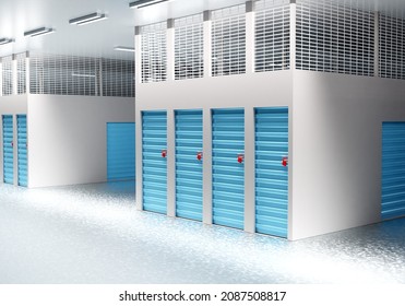 Storage Units. Rent Of Self-storage Facilities. Storage Space For Personal Items. 3d Image