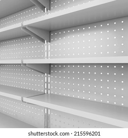 Store shelves. 3d illustration isolated on white background 