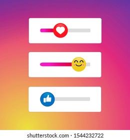Stories User Interface Screen Buttons Social Media Design. Emoji Instagram, Social Media History Stickers, Template Icon, Social Media Design, Frame Vector Illustration.
