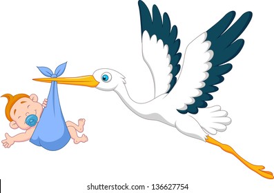 Stork with baby boy
