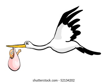 Stork Carrying A Baby