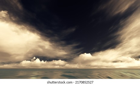 Storm Clouds Over The Ocean. 3D Rendering