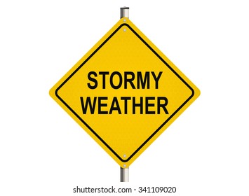 Stormy Weather Road Sign On White Stock Illustration 341109020