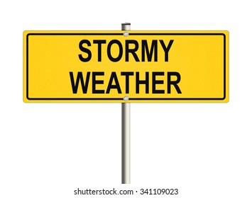 Stormy Weather Road Sign On White Stock Illustration 341109023 ...