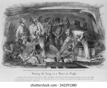 Stowing African Captives In A Slave Ship From Historian Henry Howe's Book, LIFE AND DEATH ON THE OCEAN, About Life And Work On Ocean Vessels. 1855.