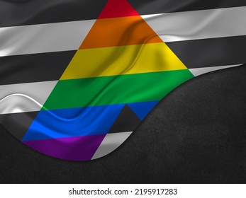 The Straight Ally Flag (LGBTQ+) Isolated On A Black Background. Top View. Flat Lay. Space For Text. Love Concept.