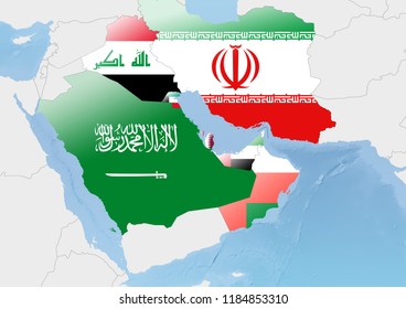  The Strait Of Hormuz, Including Maritime Boundary And 12 Nautical-mile Limit And Flags