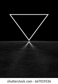 Strange Inverted Luminous Pyramid. 3D Render