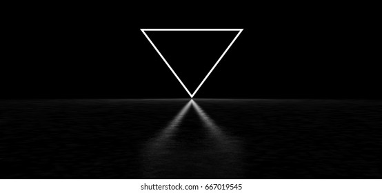 Strange Inverted Luminous Pyramid. 3D Render