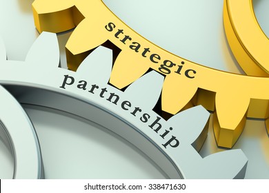 Strategic Partnership concept on the gearwheels